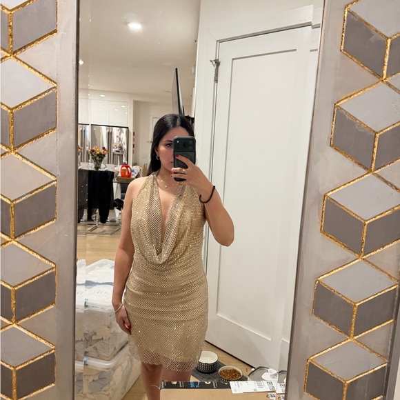 Zara Gold Mesh Dress - Picture 2 of 3